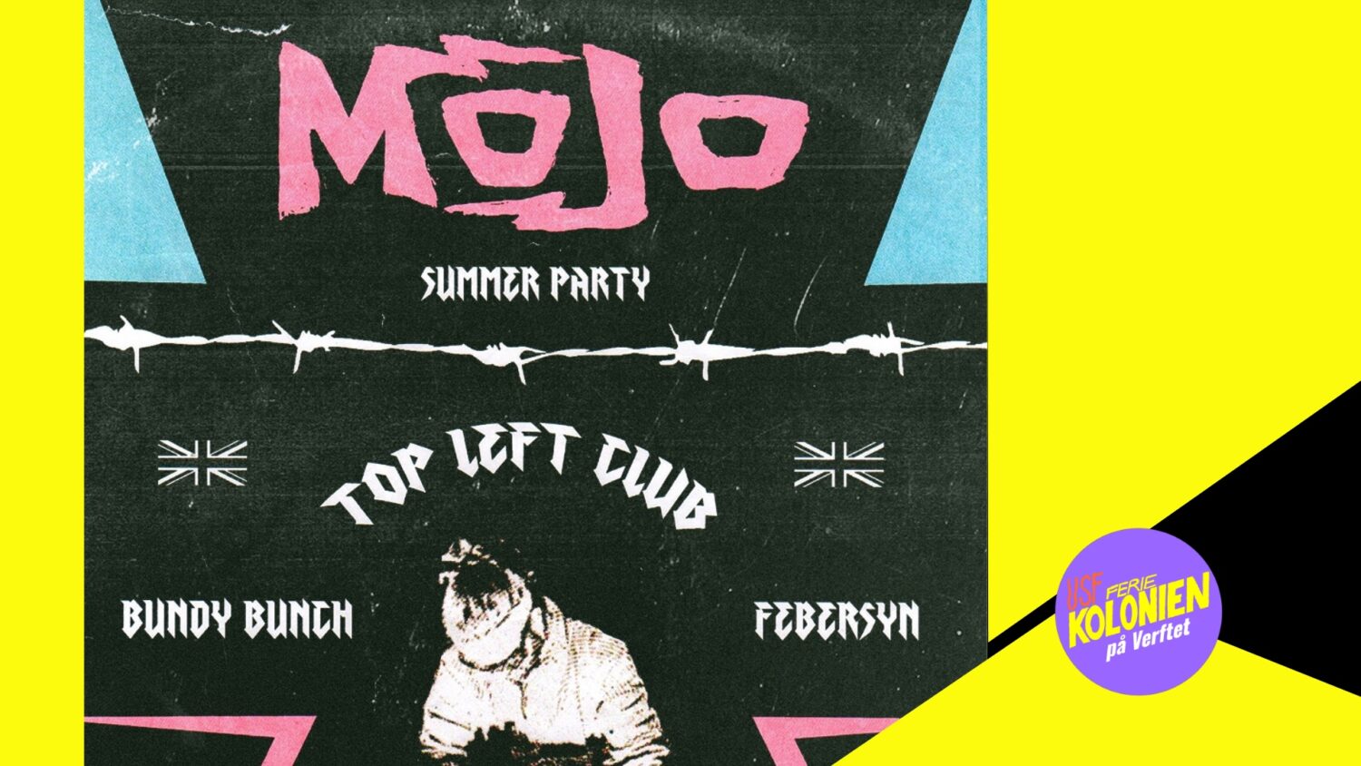 Illustrasjon: plakat for Mojo i feriekolonien usd