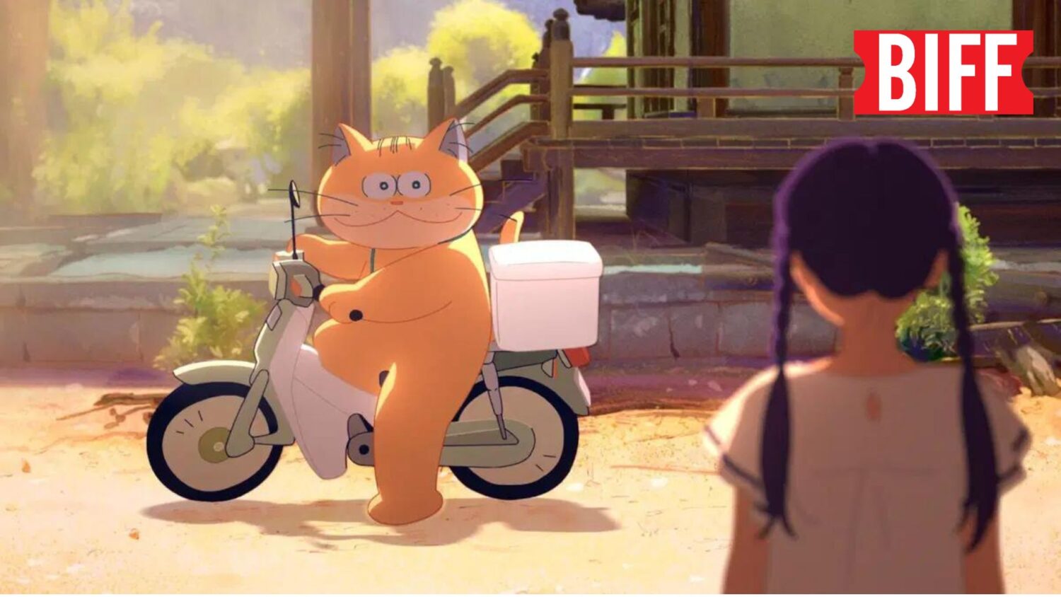 tegning av en katt på moped